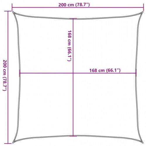 Solsejl 2×2 m - 100 % polyester, sandfarvet