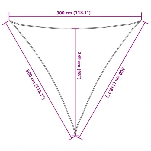 Solsejl trekant 3 x 3 x 3 m - lysegrå, vandafvisende polyester
