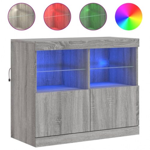 Skænk med LED-lys - 81 × 37 × 67 cm, grå sonoma-eg