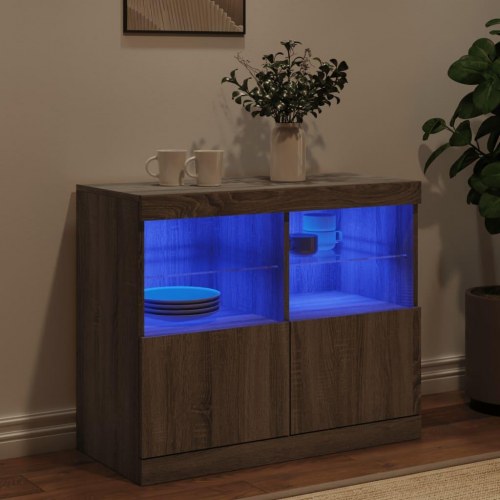 Skænk med LED-lys - 81 × 37 × 67 cm, grå sonoma-eg