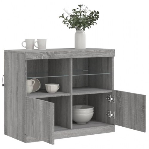 Skænk med LED-lys - 81 × 37 × 67 cm, grå sonoma-eg