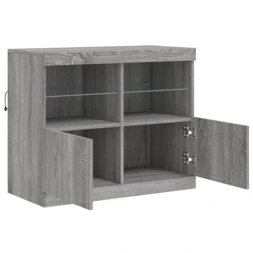 Skænk med LED-lys - 81 × 37 × 67 cm, grå sonoma-eg