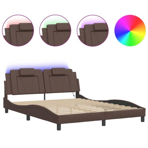 Sengeramme Viana med LED uden madras 160 x 200 cm - brun