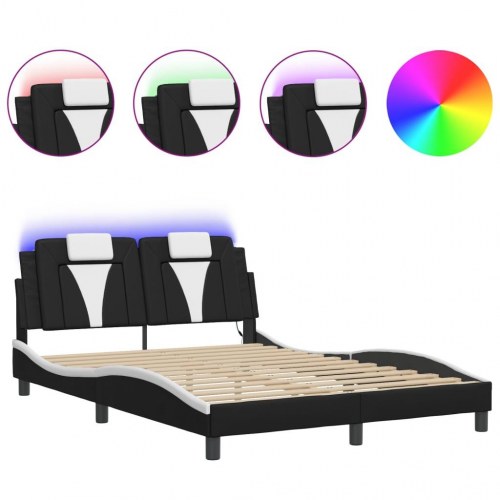 Sengeramme Viana med LED uden madras 140 x 200 cm - sort og hvid