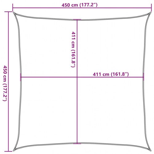 Solsejl 4,5 × 4,5 m - sandfarvet, vandafvisende polyester