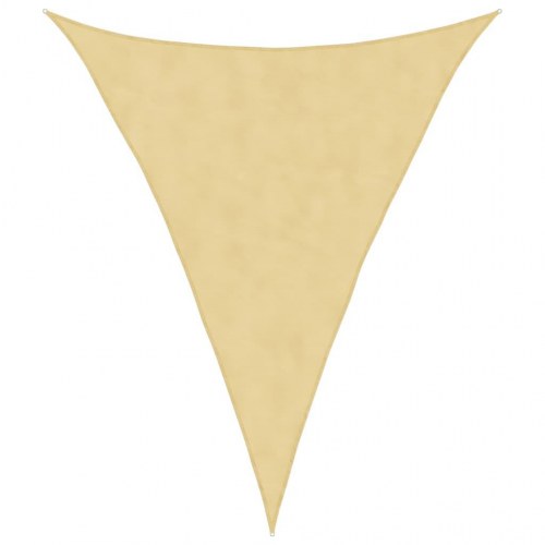 Solsejl 4×5×5 m - trekant, sandfarvet polyester med PU-belægning