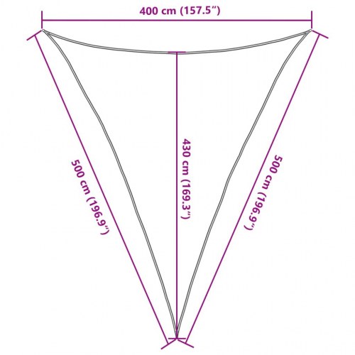 Solsejl 4×5×5 m - trekant, sandfarvet polyester med PU-belægning