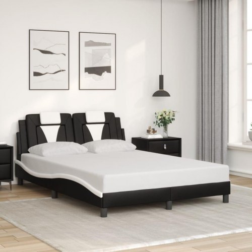 Sengeramme med LED Viana uden madras 140 x 190 cm - sort og hvid