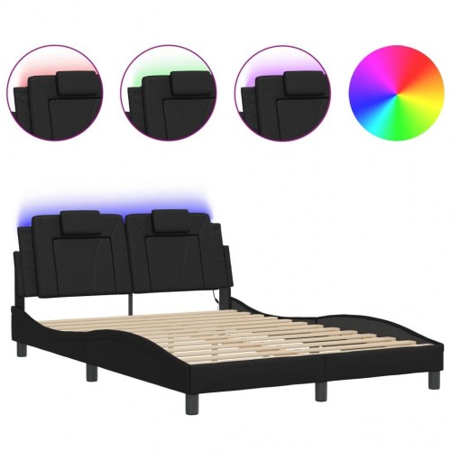 Sengeramme Viana med LED 140 x 200 cm - sort