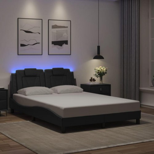 Sengeramme med LED Viana 140 x 190 cm uden madras - sort