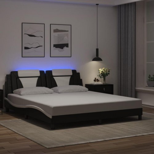 Sengeramme Viana med LED uden madras 180 x 200 cm - sort og hvid