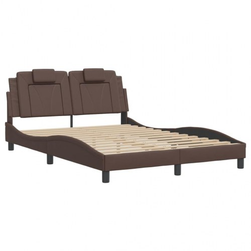 Sengeramme Viana med LED uden madras - brun, 140 x 190 cm