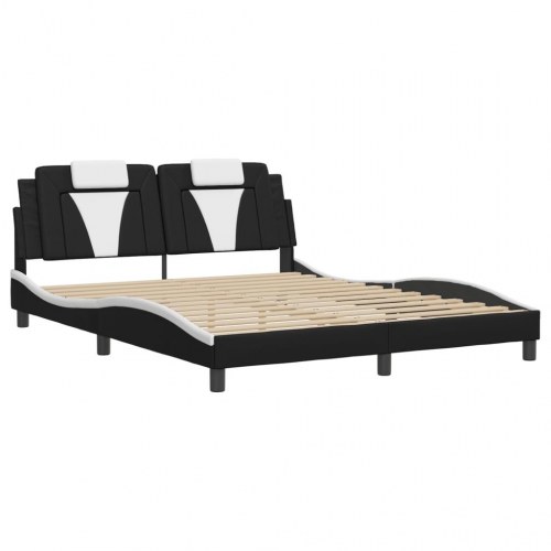 Sengeramme Viana med LED 160 x 200 cm - sort og hvid