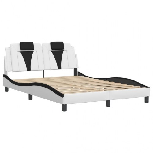 Sengeramme Viana 140 x 190 cm i kunstlæder - hvid/sort