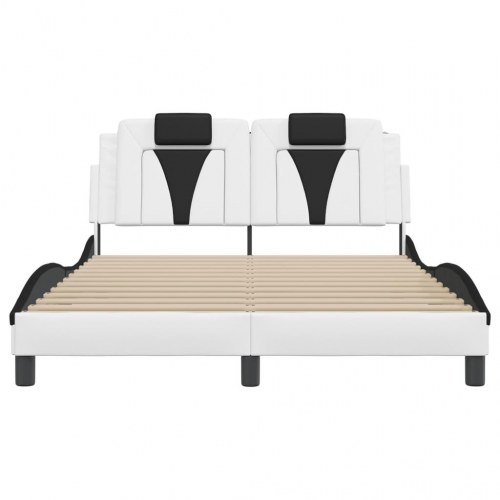 Sengeramme Viana 140 x 190 cm i kunstlæder - hvid/sort