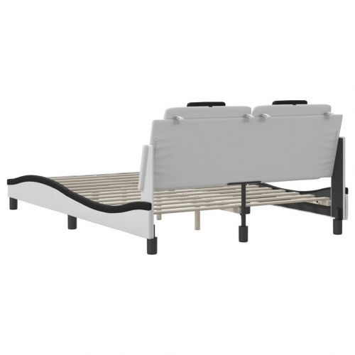 Sengeramme Viana 140 x 190 cm i kunstlæder - hvid/sort