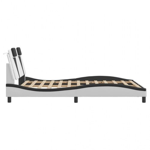 Sengeramme Viana 140 x 190 cm i kunstlæder - hvid/sort