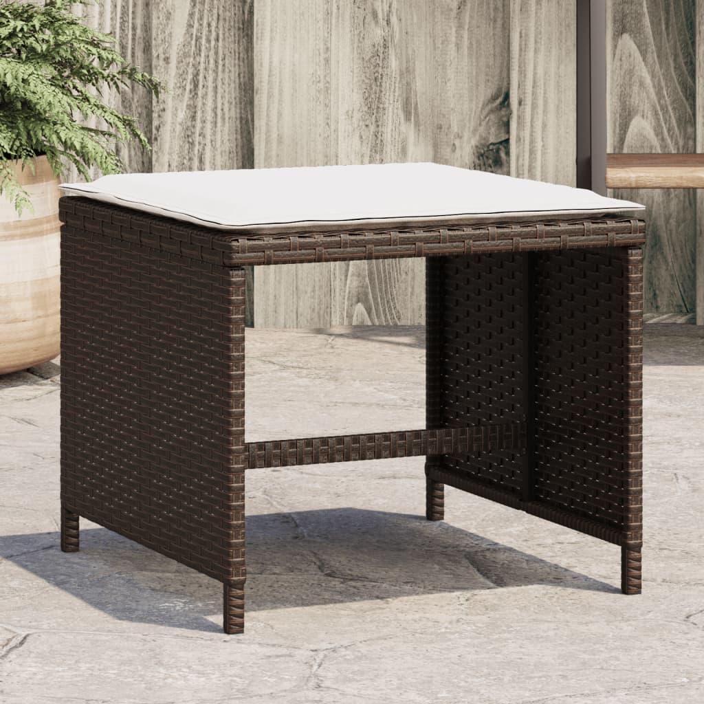 Haveskamler 4 stk. med hynder 40x40x35 cm polyrattan brun billede
