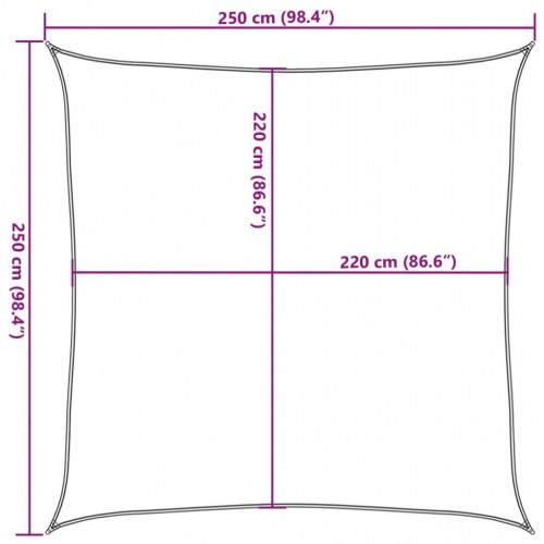 Solsejl 2,5 × 2,5 m - 100 % polyester, lysegrå