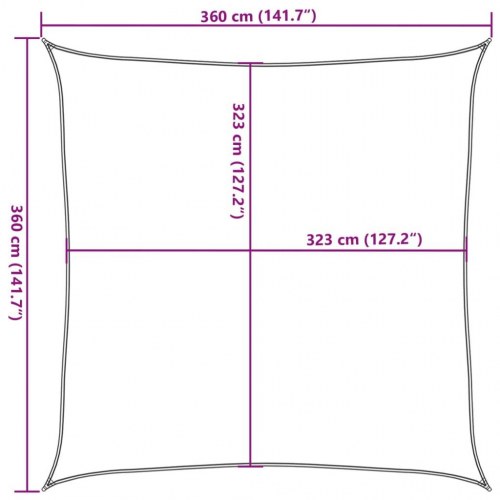 Solsejl 3,6 × 3,6 m - lysegrå, vandafvisende polyester