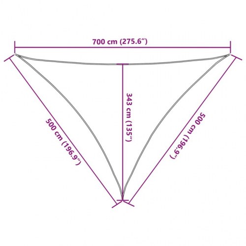 Solsejl 7×5×5 m - sort trekant i 100 % polyester