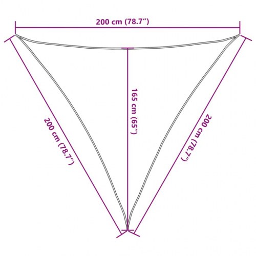 Solsejl trekant 2×2×2 m - 100 % polyester, cremefarvet