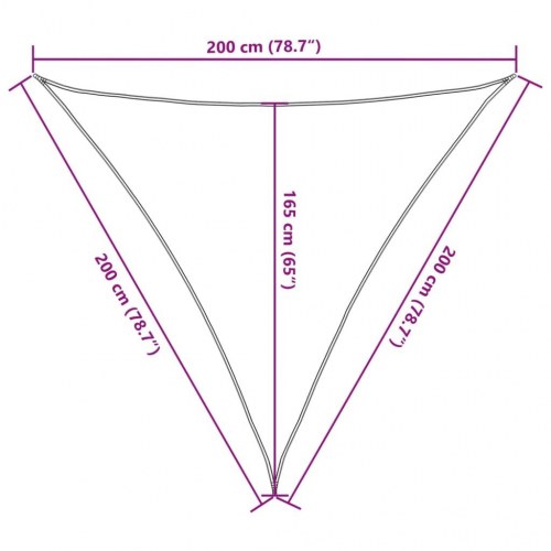 Solsejl 2 × 2 × 2 m - hvidt trekantet skyggesejl i polyester