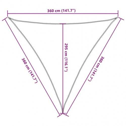 Solsejl trekant 3,6 x 3,6 x 3,6 m - sandfarvet polyester