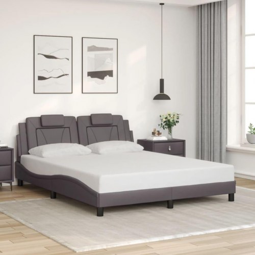 Sengeramme Viana med LED - 160x200 cm, grå (uden madras)