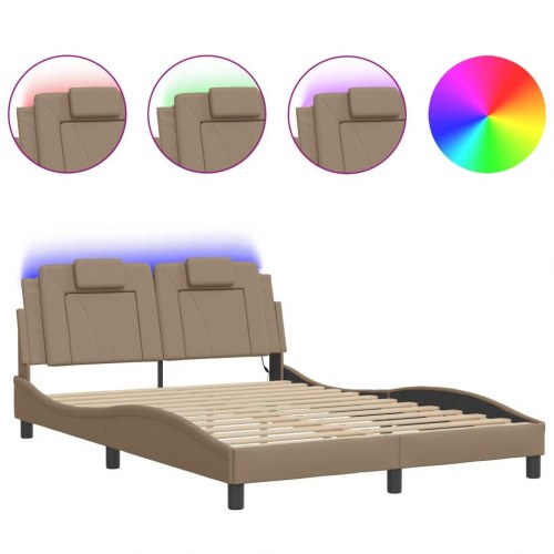 Sengeramme Viana med LED uden madras 140 x 200 cm - cappuccino