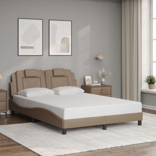 Sengeramme Viana med LED uden madras 140 x 200 cm - cappuccino
