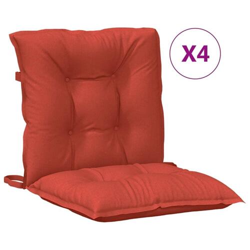 Stolehynder med lav ryg 4 stk. 100x50x7 cm stof rød