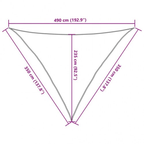 Solsejl trekant 3,5 × 3,5 × 4,9 m - 100 % polyester, lysegrå