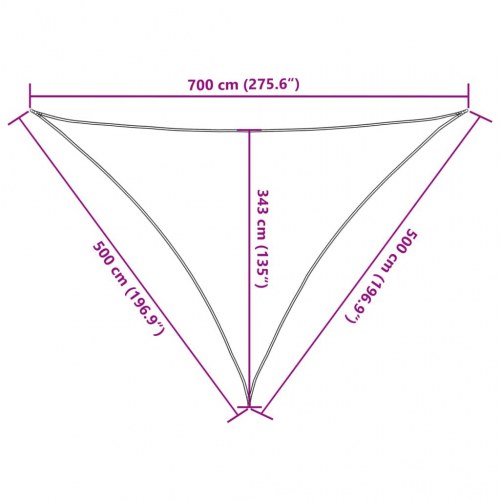 Solsejl 7×5×5 m - sandfarvet, vandafvisende polyester