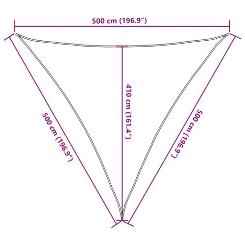 Solsejl trekant 5×5×5 m - sandfarvet polyester, vandafvisende