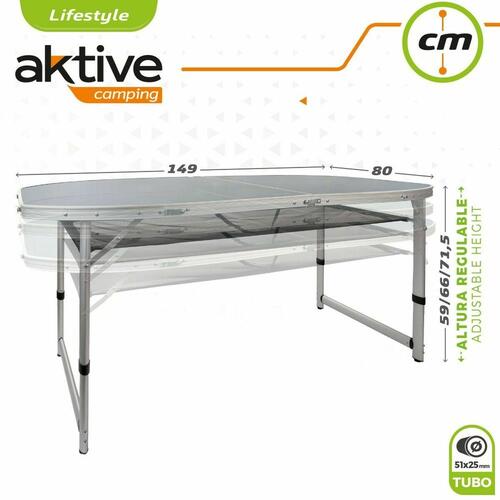 Sammenklappeligt bord Aktive 149 x 80 x 59 cm Camping
