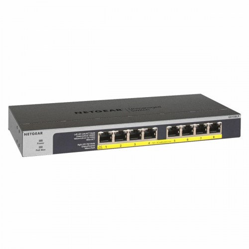 Netværksswitch Netgear GS108LP-100EUS med 8x RJ-45 og PoE