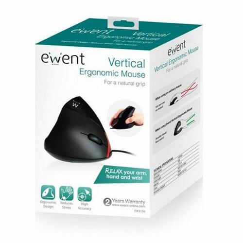 Ergonomisk optisk mus Ewent EW3156 1000 dpi USB Sort Rød/Sort