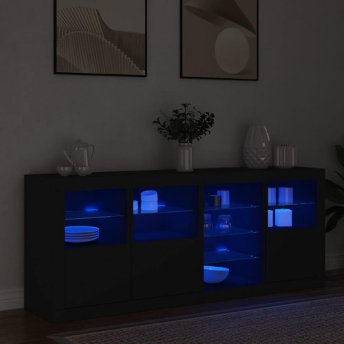 Skænk med LED-lys 164x37x67 cm sort