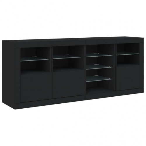 Skænk med LED-lys 164x37x67 cm sort
