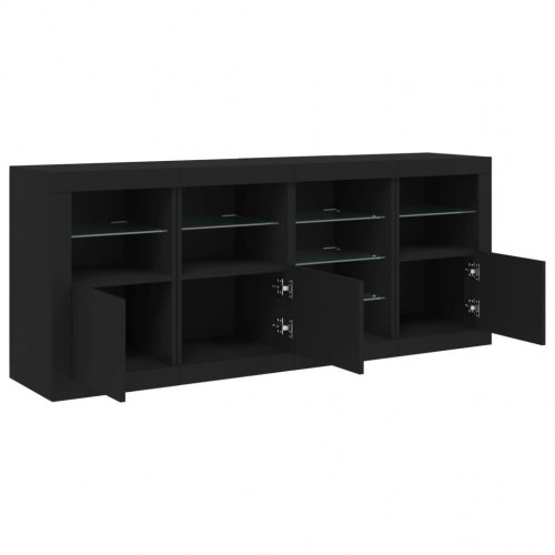 Skænk med LED-lys 164x37x67 cm sort