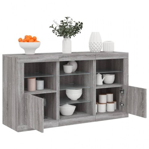 Skænk med LED-lys 123×37×67 cm - grå sonoma-eg