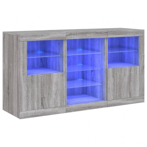 Skænk med LED-lys 123×37×67 cm - grå sonoma-eg