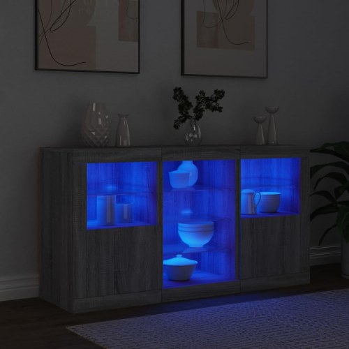 Skænk med LED-lys 123×37×67 cm - grå sonoma-eg