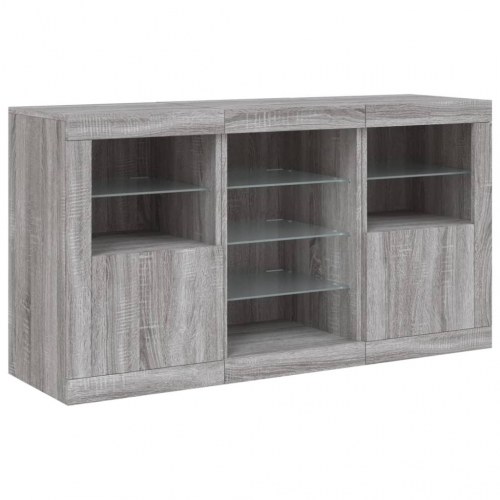 Skænk med LED-lys 123×37×67 cm - grå sonoma-eg