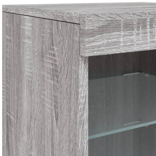 Skænk med LED-lys 123×37×67 cm - grå sonoma-eg