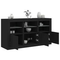 Skænk med LED-lys 123x37x67 cm sort