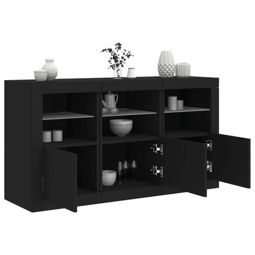 Skænk med LED-lys 123x37x67 cm sort