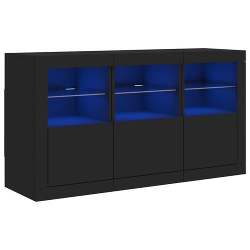 Skænk med LED-lys 123x37x67 cm sort