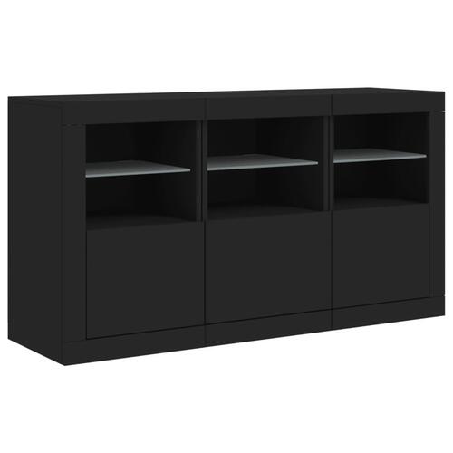 Skænk med LED-lys 123x37x67 cm sort
